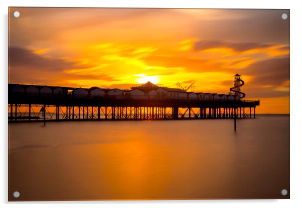 Sunset Over Herne Bay Pier Acrylic by David Hare