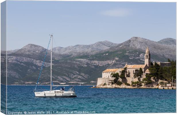 A yacht ventures out into the Adriactic Canvas Print by Jason Wells