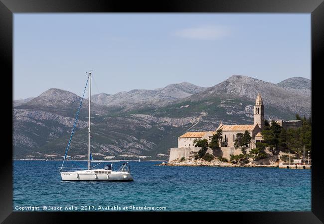 A yacht ventures out into the Adriactic Framed Print by Jason Wells