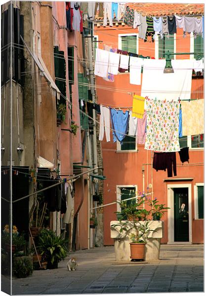 Washday in Venice Canvas Print by Lucy Antony