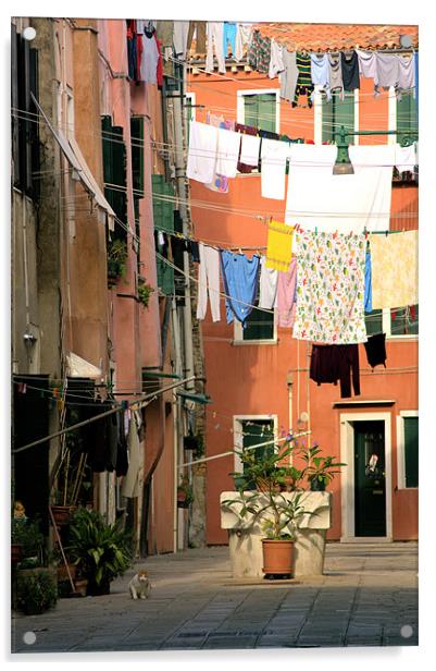 Washday in Venice Acrylic by Lucy Antony