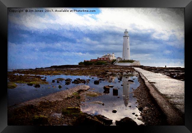 St Mary's Island in the style of Rembrandt Framed Print by Jim Jones