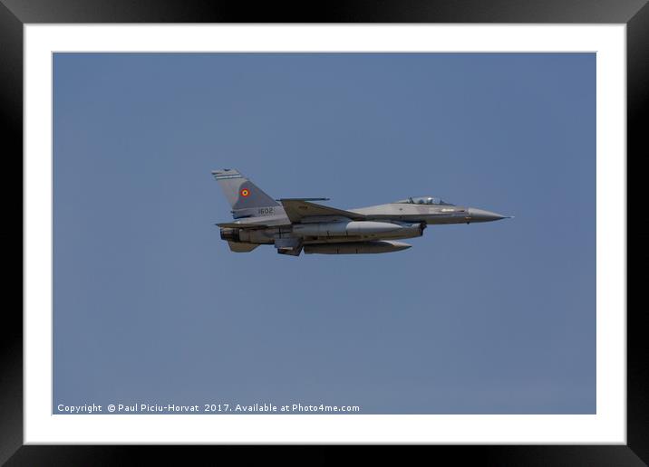 F16 jet in flight Framed Mounted Print by Paul Piciu-Horvat