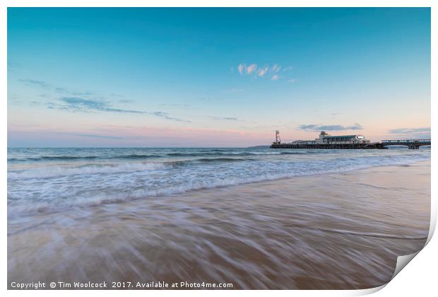 Bournemouth Pier at sunset Print by Tim Woolcock
