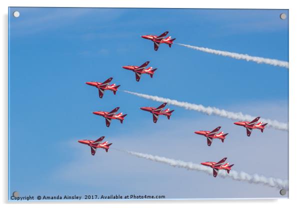 The RAF Red Arrows Aerobatic Team Acrylic by AMANDA AINSLEY