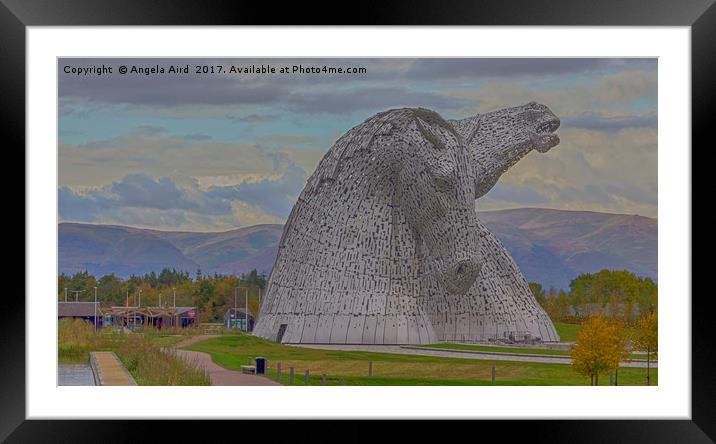 The Kelpies. Framed Mounted Print by Angela Aird