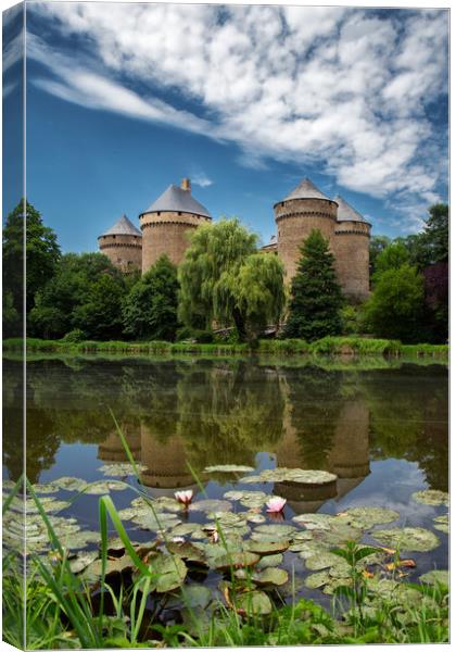Medieval Chateau on a Reflective Lake Canvas Print by Rob Lester