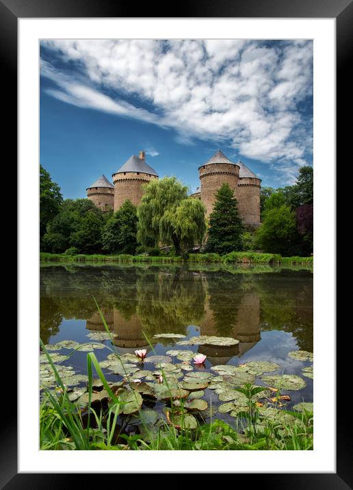 Medieval Chateau on a Reflective Lake Framed Mounted Print by Rob Lester
