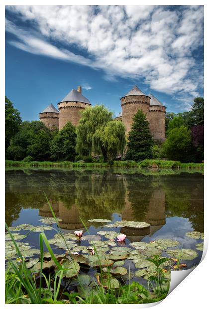 Medieval Chateau on a Reflective Lake Print by Rob Lester