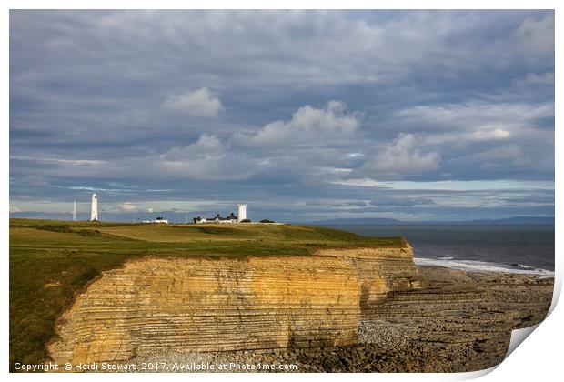 Nash Point Lighthouse, south Wales Print by Heidi Stewart