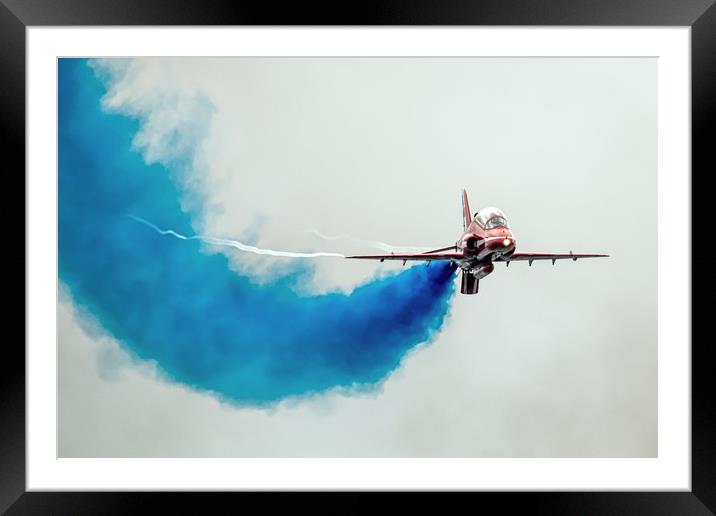 Red Arrow - Blue Smoke Framed Mounted Print by J Biggadike