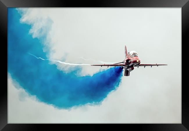 Red Arrow - Blue Smoke Framed Print by J Biggadike