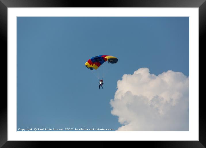 Parachute jumper in the sky Framed Mounted Print by Paul Piciu-Horvat