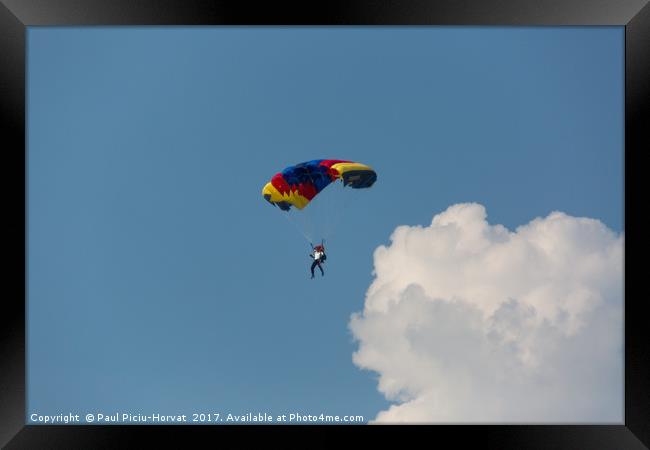 Parachute jumper in the sky Framed Print by Paul Piciu-Horvat
