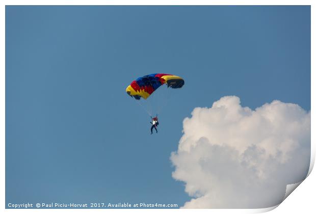 Parachute jumper in the sky Print by Paul Piciu-Horvat