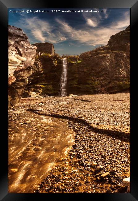 Tintagel Waterfall Framed Print by Nigel Hatton