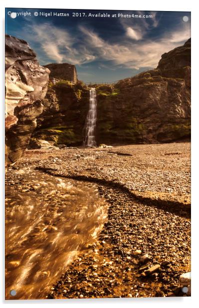 Tintagel Waterfall Acrylic by Nigel Hatton