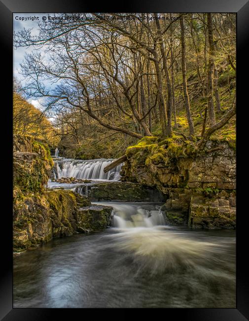 Cascading waterfalls Framed Print by Emma Woodhouse