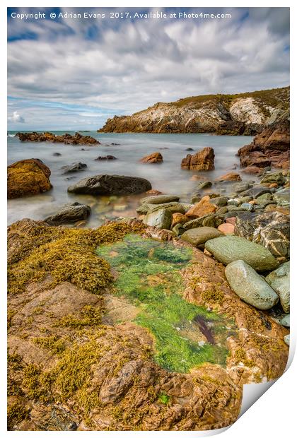 Rhoscolyn Coastline Anglesey Print by Adrian Evans