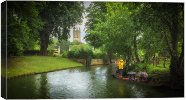 Punting in the rain Canvas Print by Richard Downs