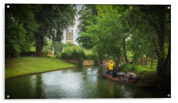 Punting in the rain Acrylic by Richard Downs