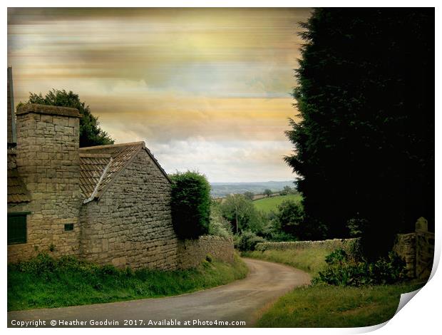 A Small Hamlet - Dundry Print by Heather Goodwin