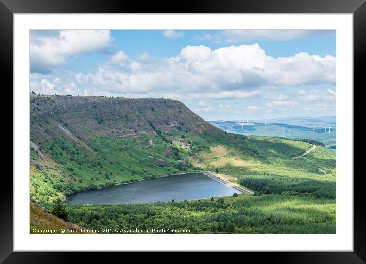 Llyn Fawr Lake from the Rhigos south Wales Framed Mounted Print by Nick Jenkins