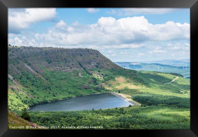 Llyn Fawr Lake from the Rhigos south Wales Framed Print by Nick Jenkins