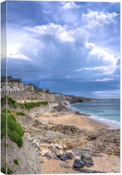 Storm approaching Porthleven Canvas Print by Malcolm McHugh