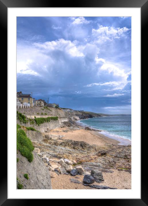 Storm approaching Porthleven Framed Mounted Print by Malcolm McHugh
