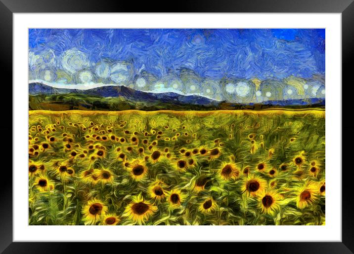 Summer Sunflowers Van Gogh Framed Mounted Print by David Pyatt