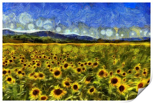 Summer Sunflowers Van Gogh Print by David Pyatt
