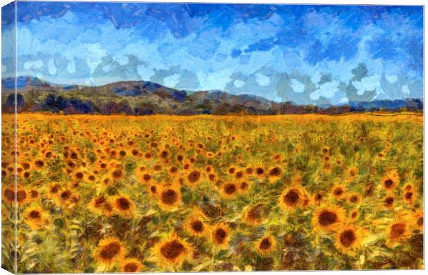 Van Gogh Summer Sunflowers Canvas Print by David Pyatt