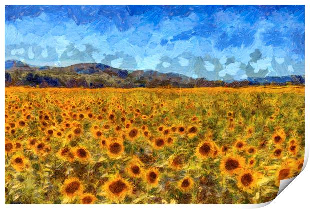 Van Gogh Summer Sunflowers Print by David Pyatt
