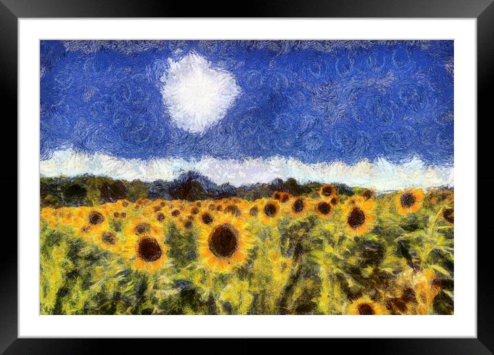 Starry Night Sunflowers Framed Mounted Print by David Pyatt