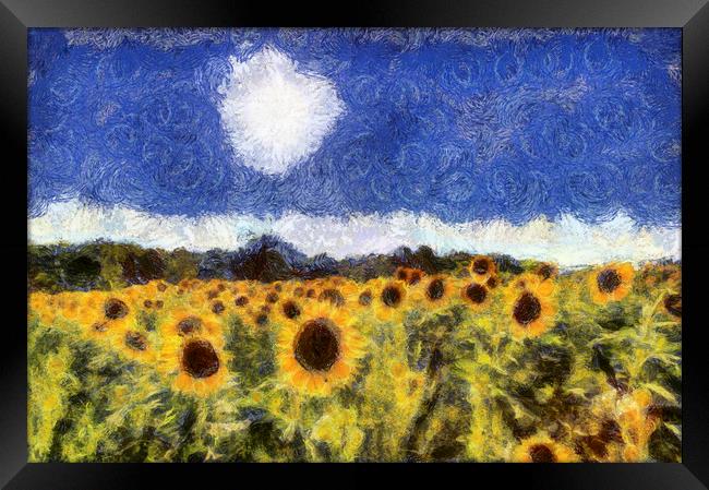 Starry Night Sunflowers Framed Print by David Pyatt