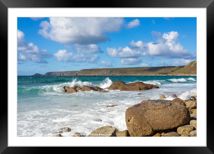 Whitesand Bay Sennen Cove Cornwall  Framed Mounted Print by Heidi Stewart