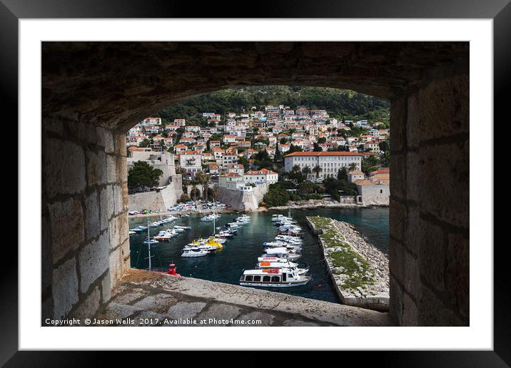 Boats in Dubrovnik's old harbour Framed Mounted Print by Jason Wells
