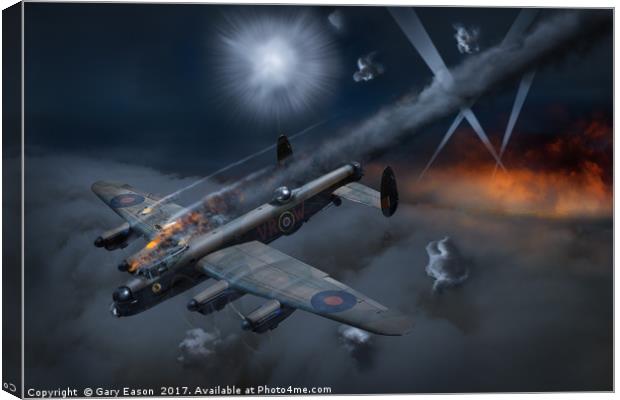 Lancaster KB799 under fire Canvas Print by Gary Eason