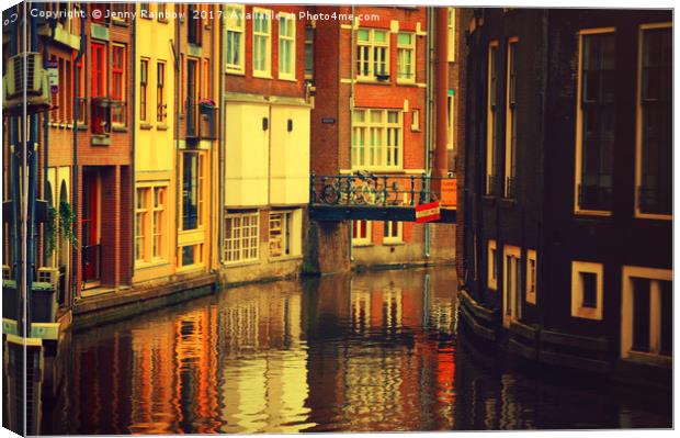 Golden Amsterdam Reflections                       Canvas Print by Jenny Rainbow