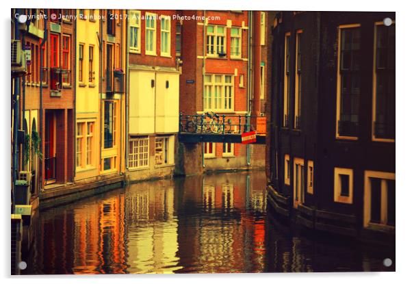 Golden Amsterdam Reflections                       Acrylic by Jenny Rainbow