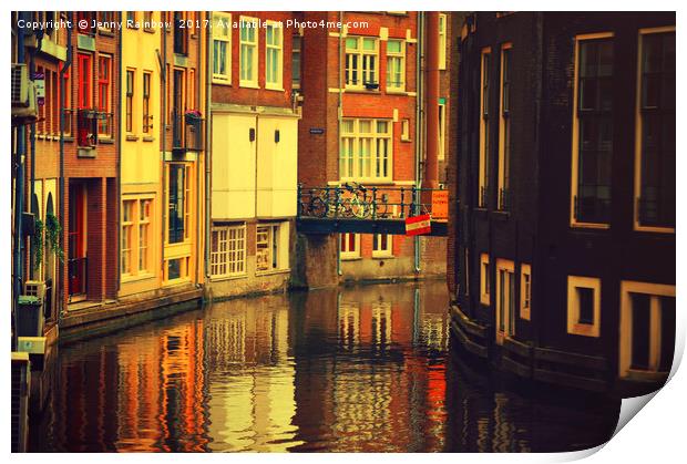 Golden Amsterdam Reflections                       Print by Jenny Rainbow