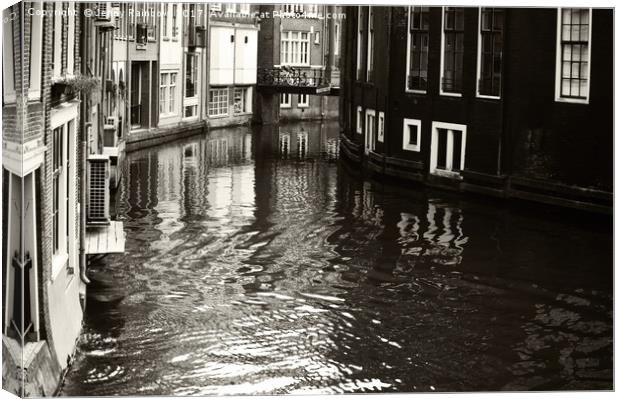 Rhythms of Amsterdam Reflections. Black and White Canvas Print by Jenny Rainbow