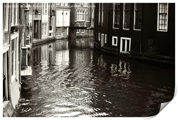 Rhythms of Amsterdam Reflections. Black and White Print by Jenny Rainbow