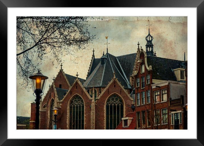 Oude Kerk. Red Lights District. Amsterdam  Framed Mounted Print by Jenny Rainbow