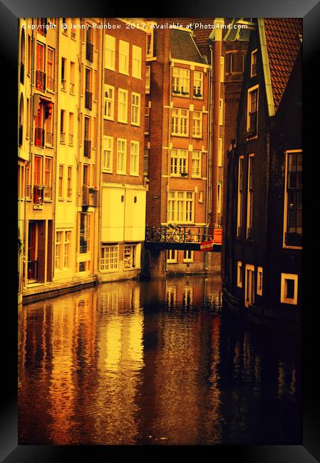 Golden Hour Reflections in Amsterdam Framed Print by Jenny Rainbow