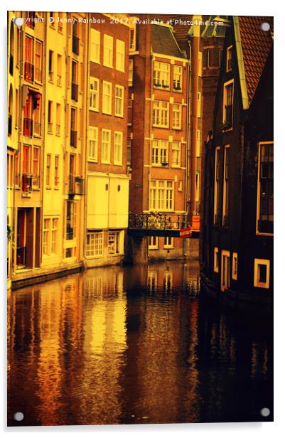 Golden Hour Reflections in Amsterdam Acrylic by Jenny Rainbow