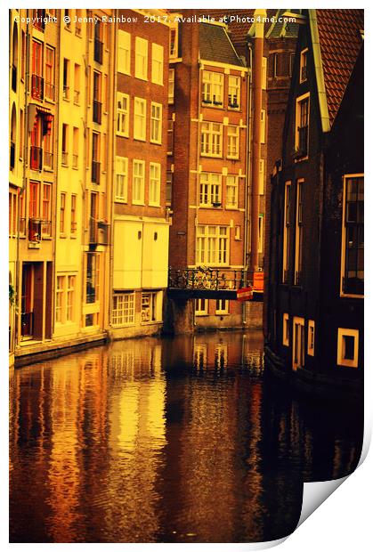 Golden Hour Reflections in Amsterdam Print by Jenny Rainbow