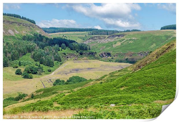 Top of the Rhondda Fawr Valley South Wales Print by Nick Jenkins