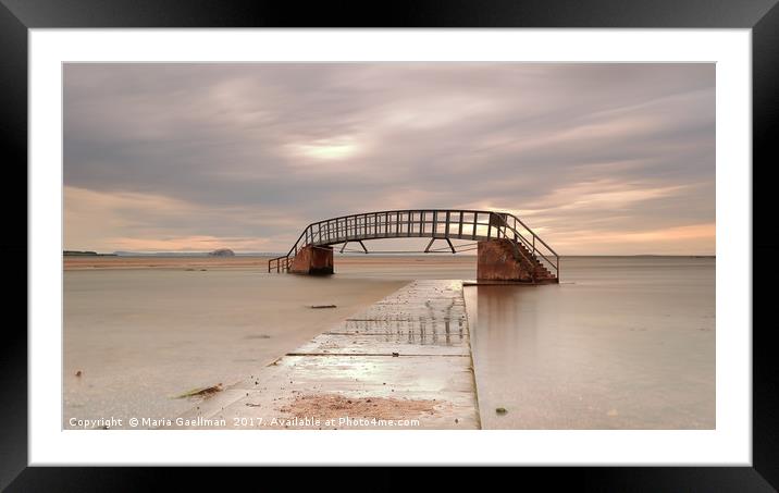 Belhaven Stairs and The Bass at Low Tide Framed Mounted Print by Maria Gaellman
